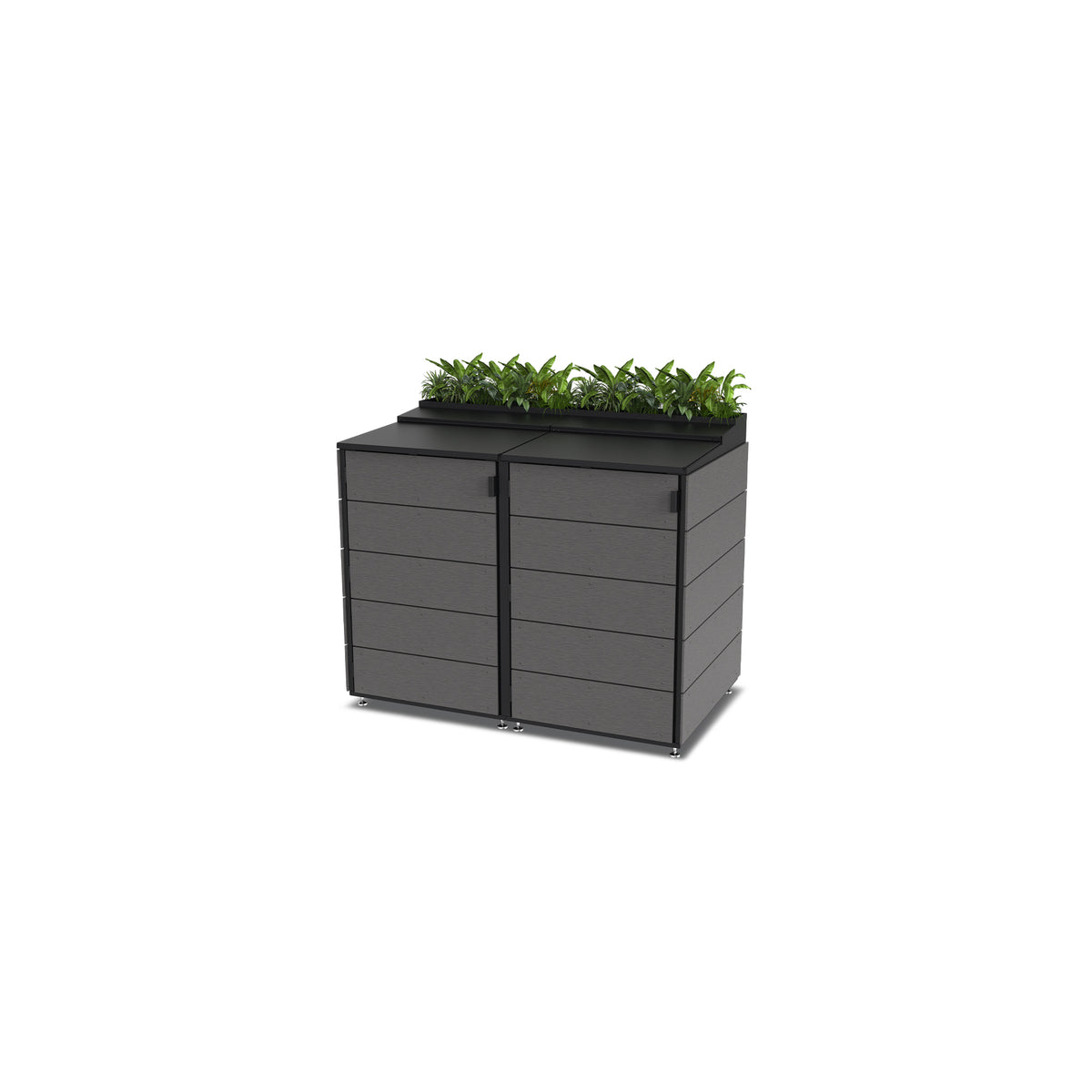 trash enclosure | size=large | modules=2 | color=charcoal