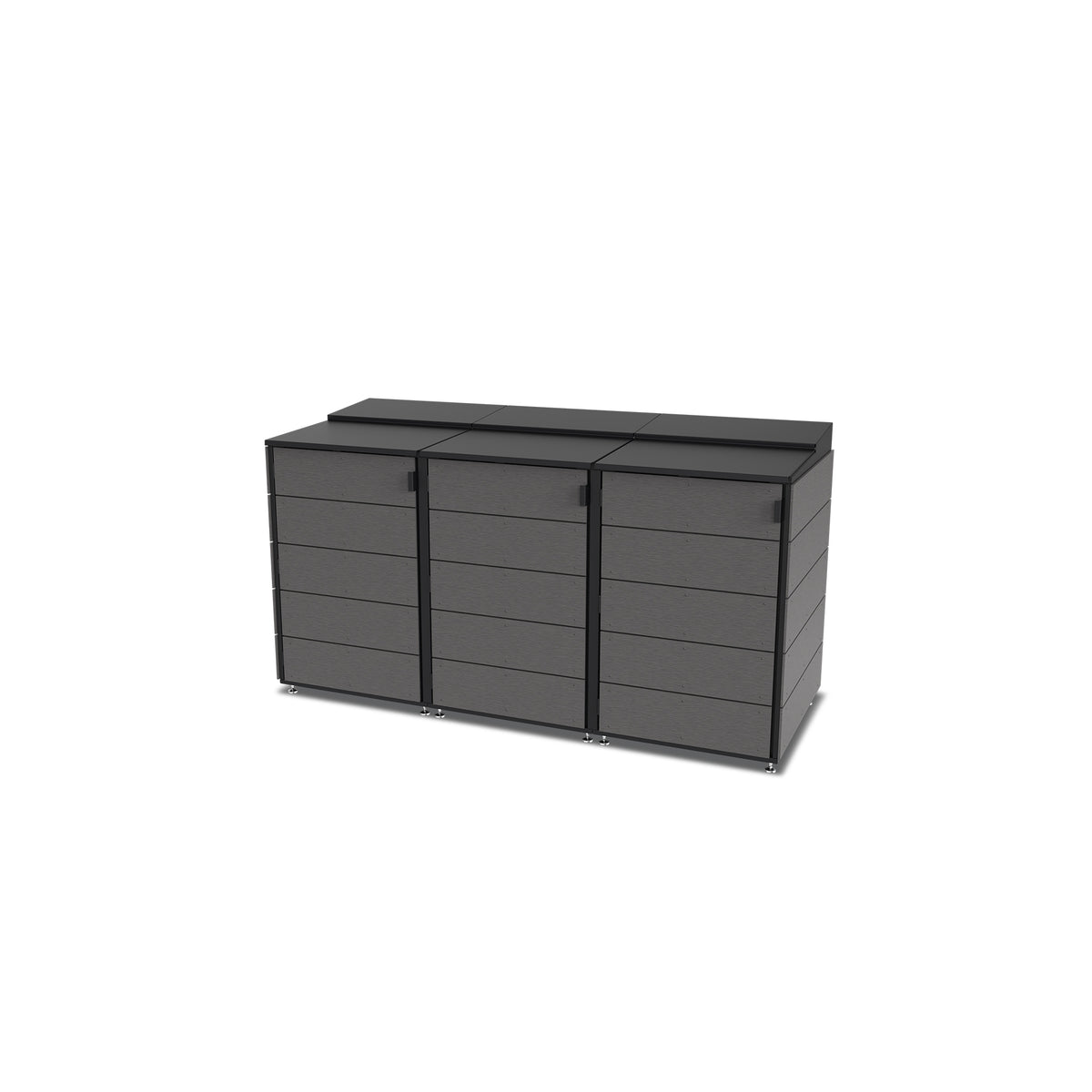 trash enclosure | size=large | modules=3 | color=charcoal