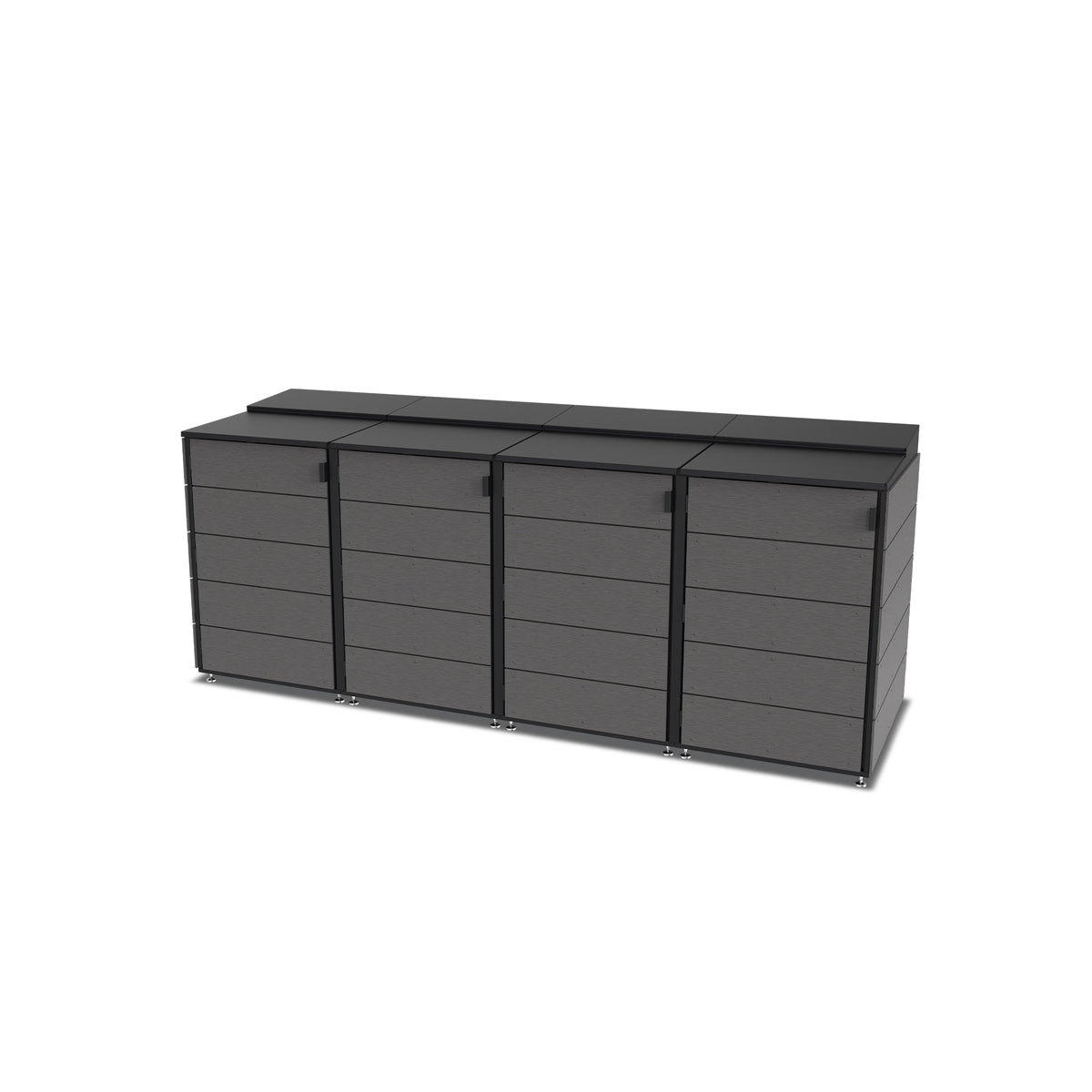 trash enclosure | size=large | modules=4 | color=charcoal