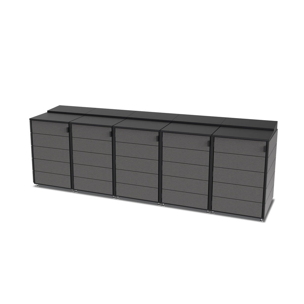 trash enclosure | size=large | modules=5 | color=charcoal