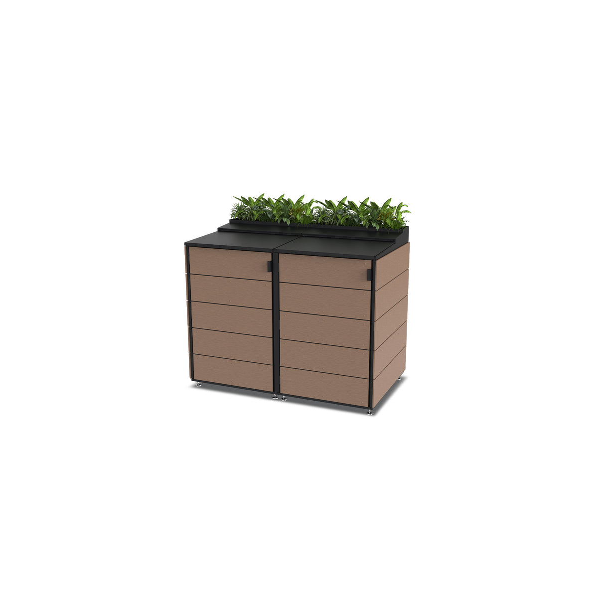 trash enclosure | size=large | modules=2 | color=coffee