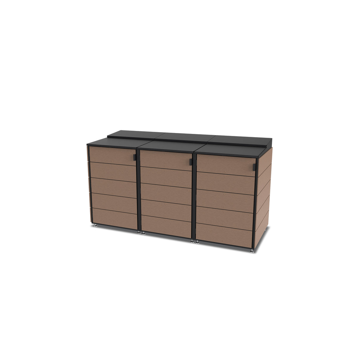 trash enclosure | size=large | modules=3 | color=coffee