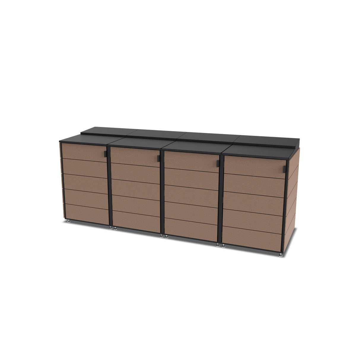 trash enclosure | size=large | modules=4 | color=coffee