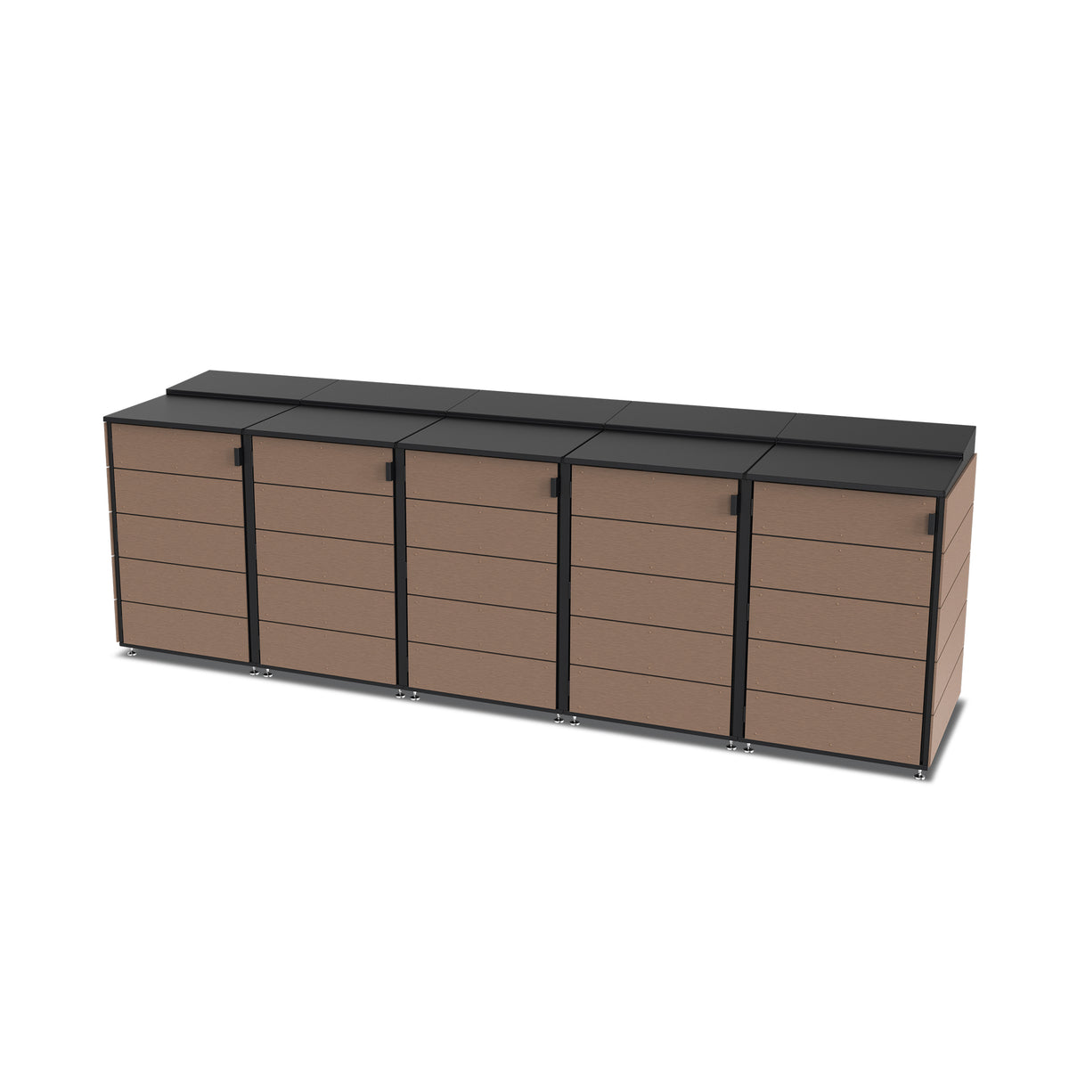 trash enclosure | size=large | modules=5 | color=coffee