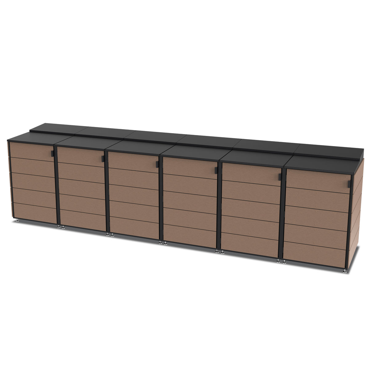 trash enclosure | size=large | modules=6 | color=coffee