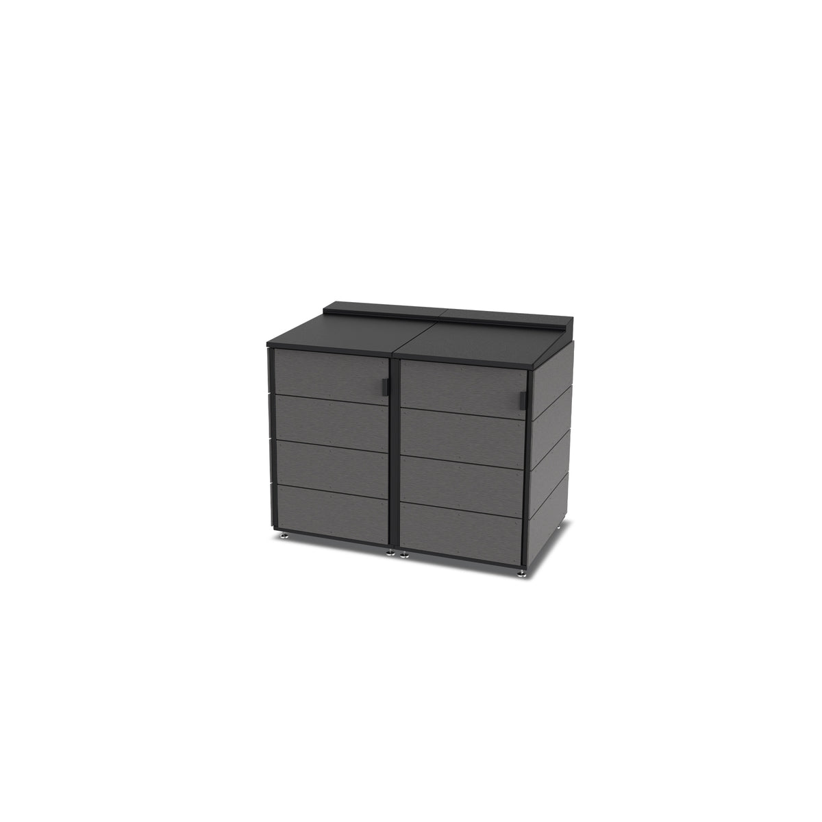 trash enclosure | size=medium | modules=2 | color=charcoal