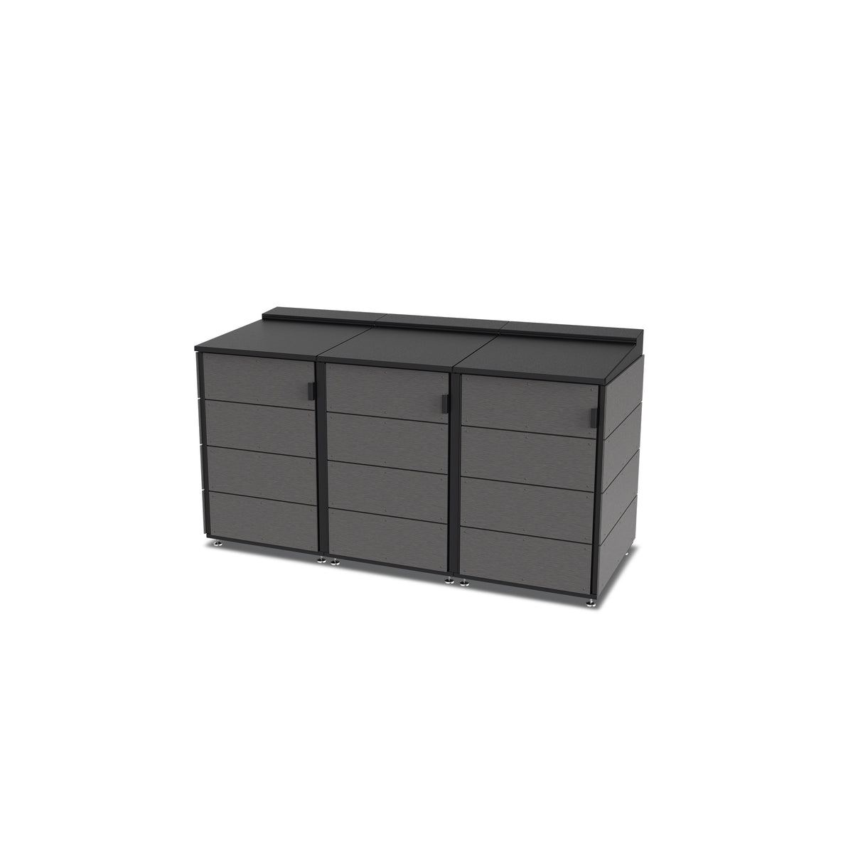 trash enclosure | size=medium | modules=3 | color=charcoal