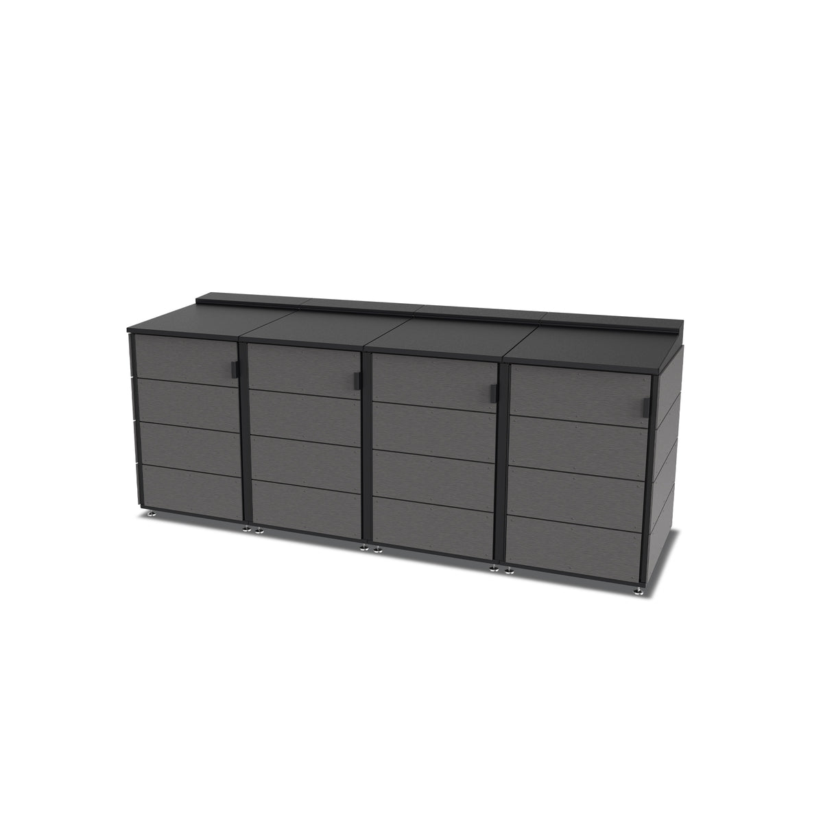 trash enclosure | size=medium | modules=4 | color=charcoal