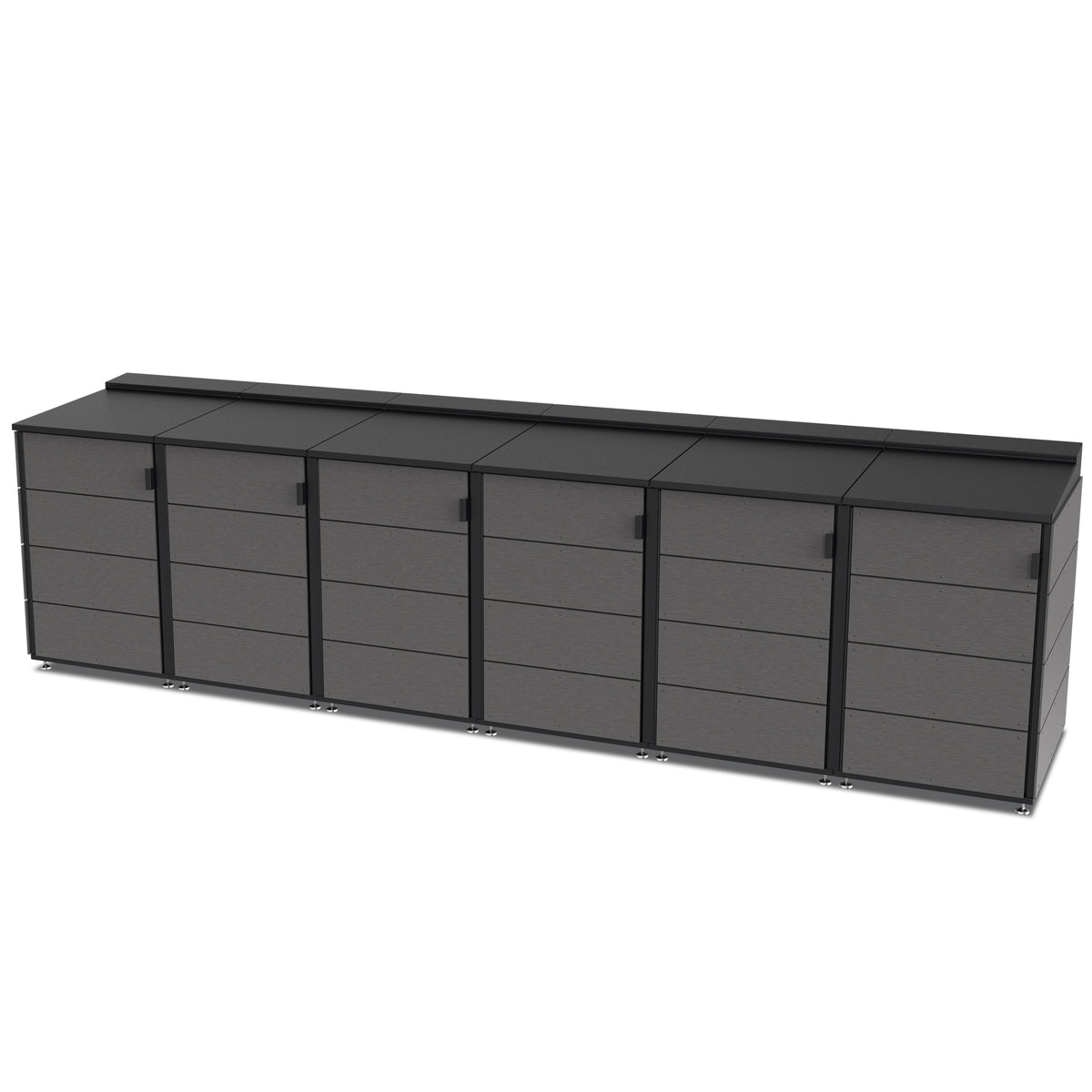 trash enclosure | size=medium | modules=6 | color=charcoal