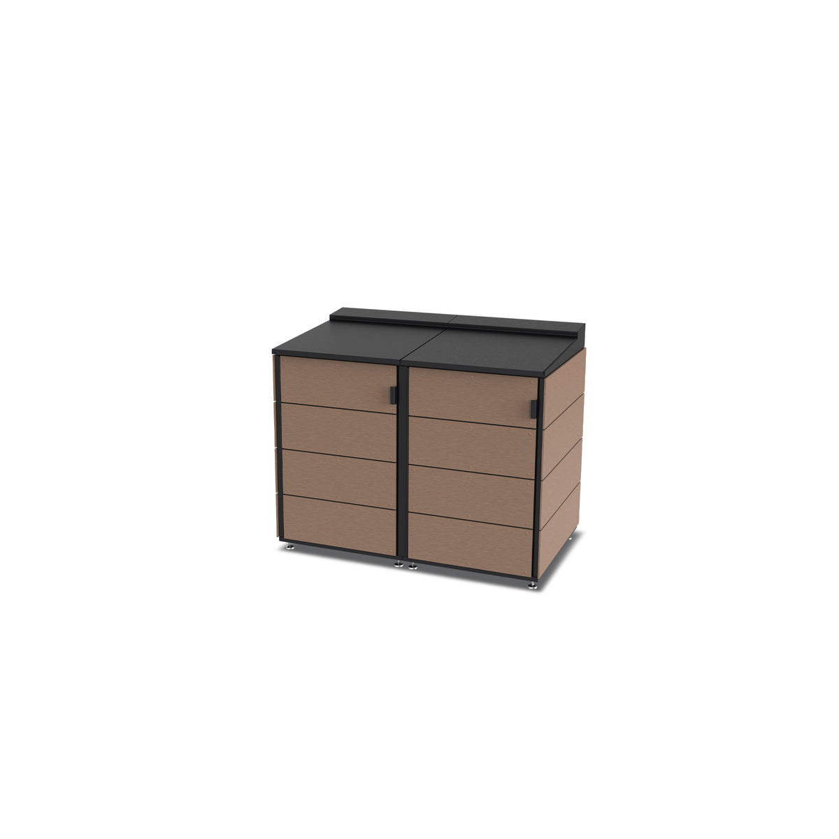 trash enclosure | size=medium | modules=2 | color=coffee