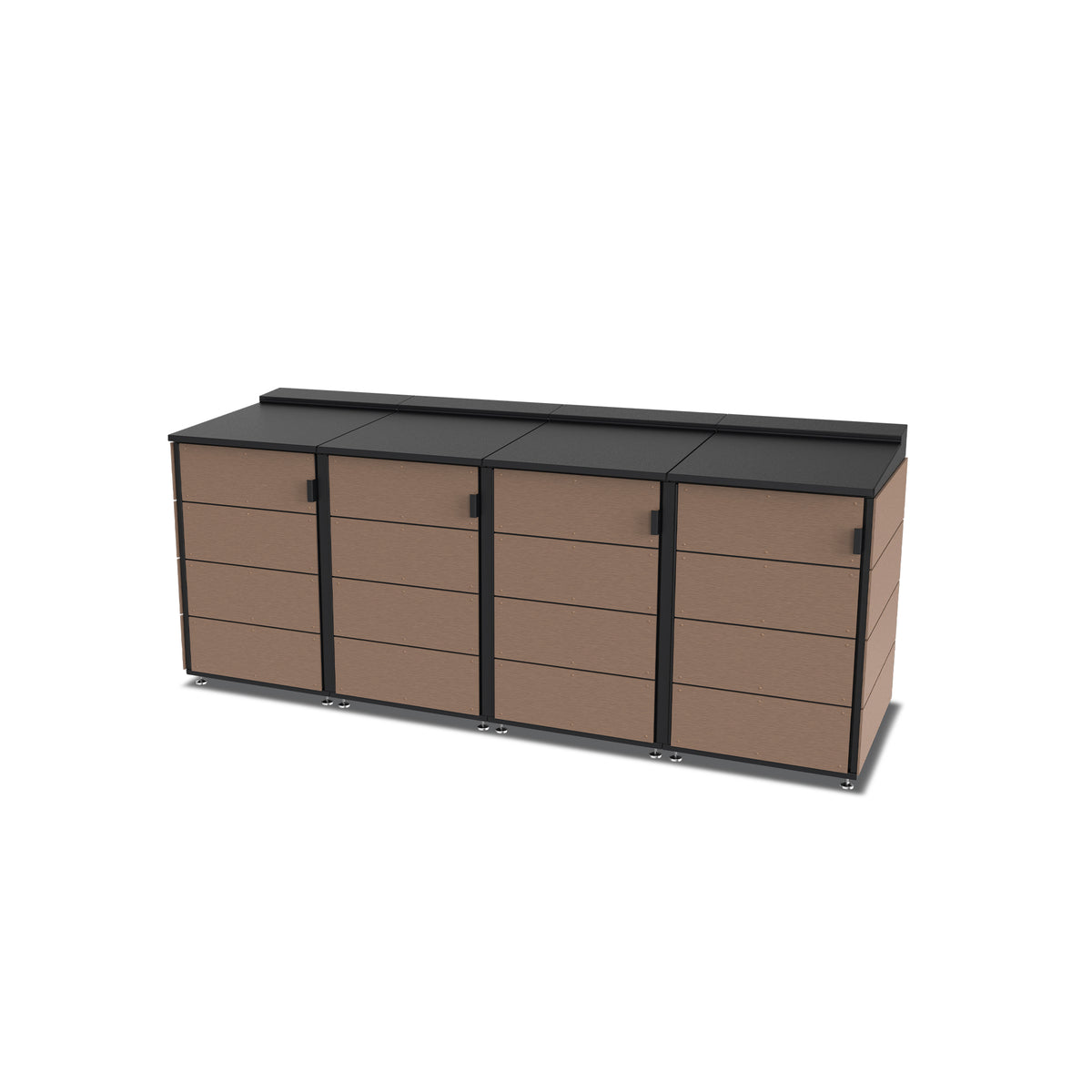 trash enclosure | size=medium | modules=4 | color=coffee