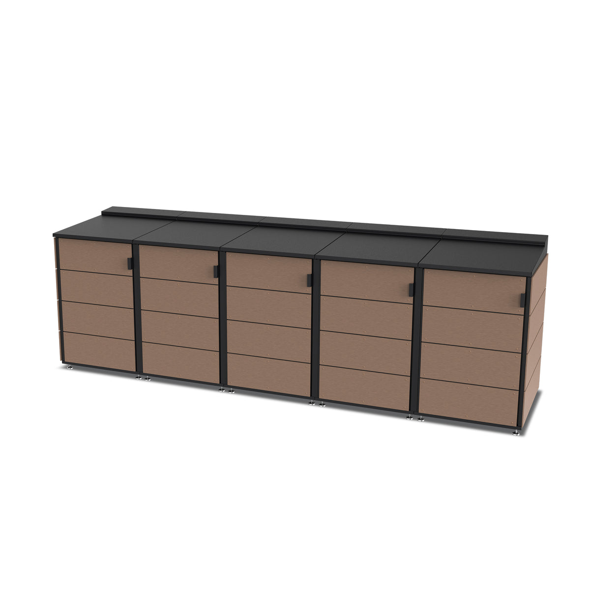trash enclosure | size=medium | modules=5 | color=coffee