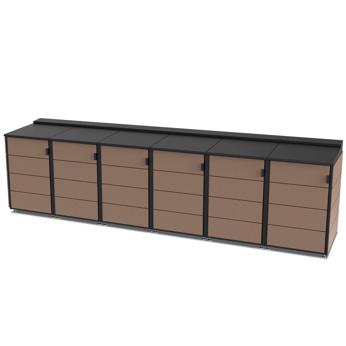 trash enclosure | size=medium | modules=6 | color=coffee