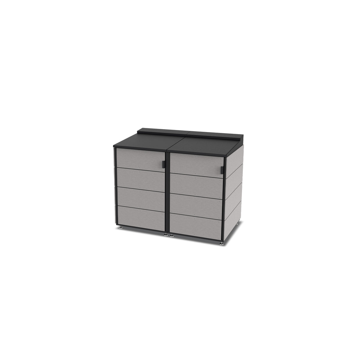trash enclosure | size=medium | modules=2 | color=slate