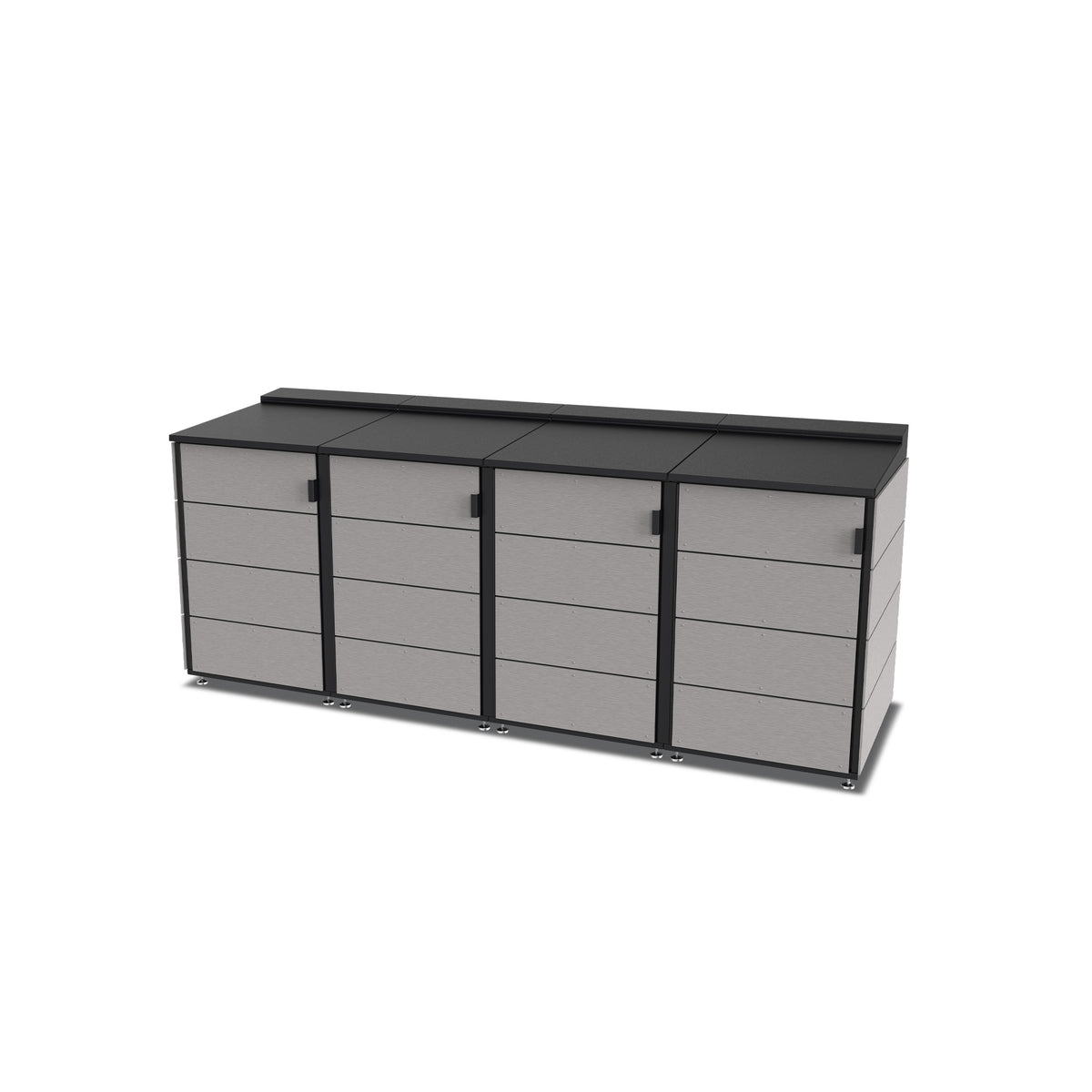 trash enclosure | size=medium | modules=4 | color=slate