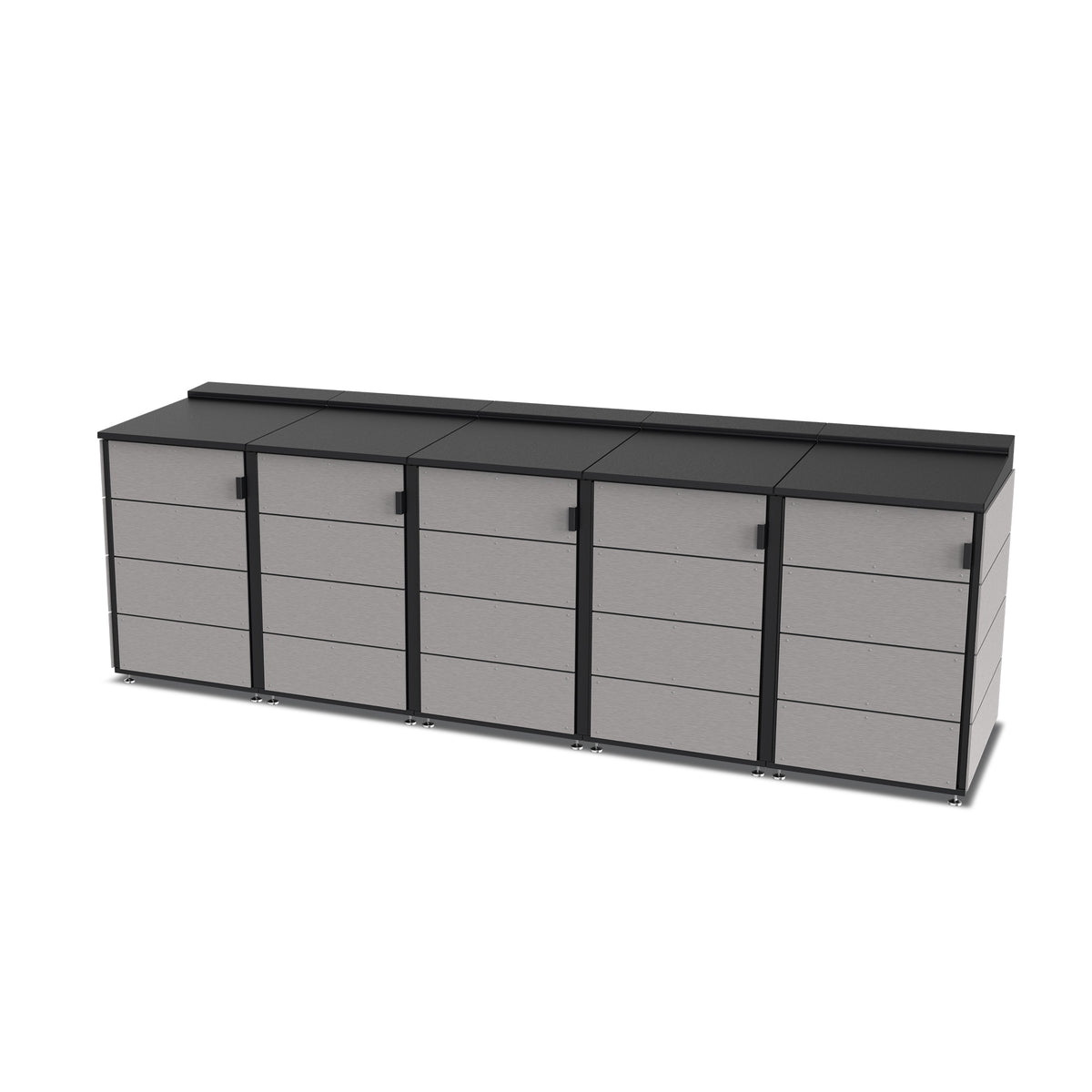 trash enclosure | size=medium | modules=5 | color=slate