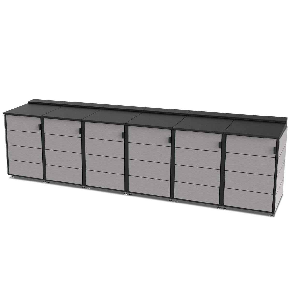trash enclosure | size=medium | modules=6 | color=slate