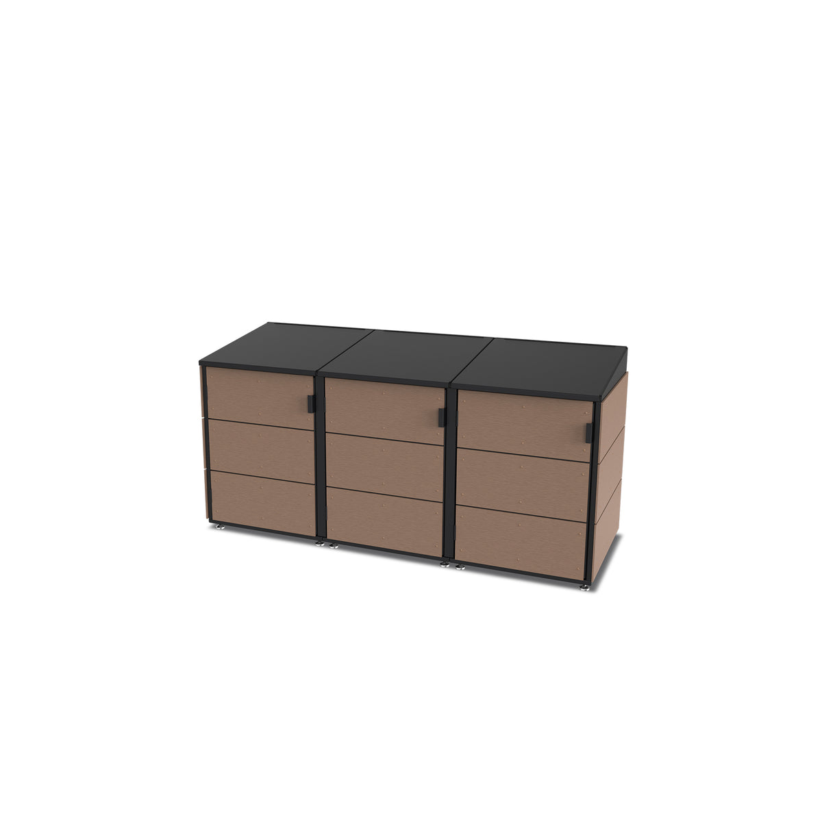 trash enclosure | size=small | modules=3 | color=coffee