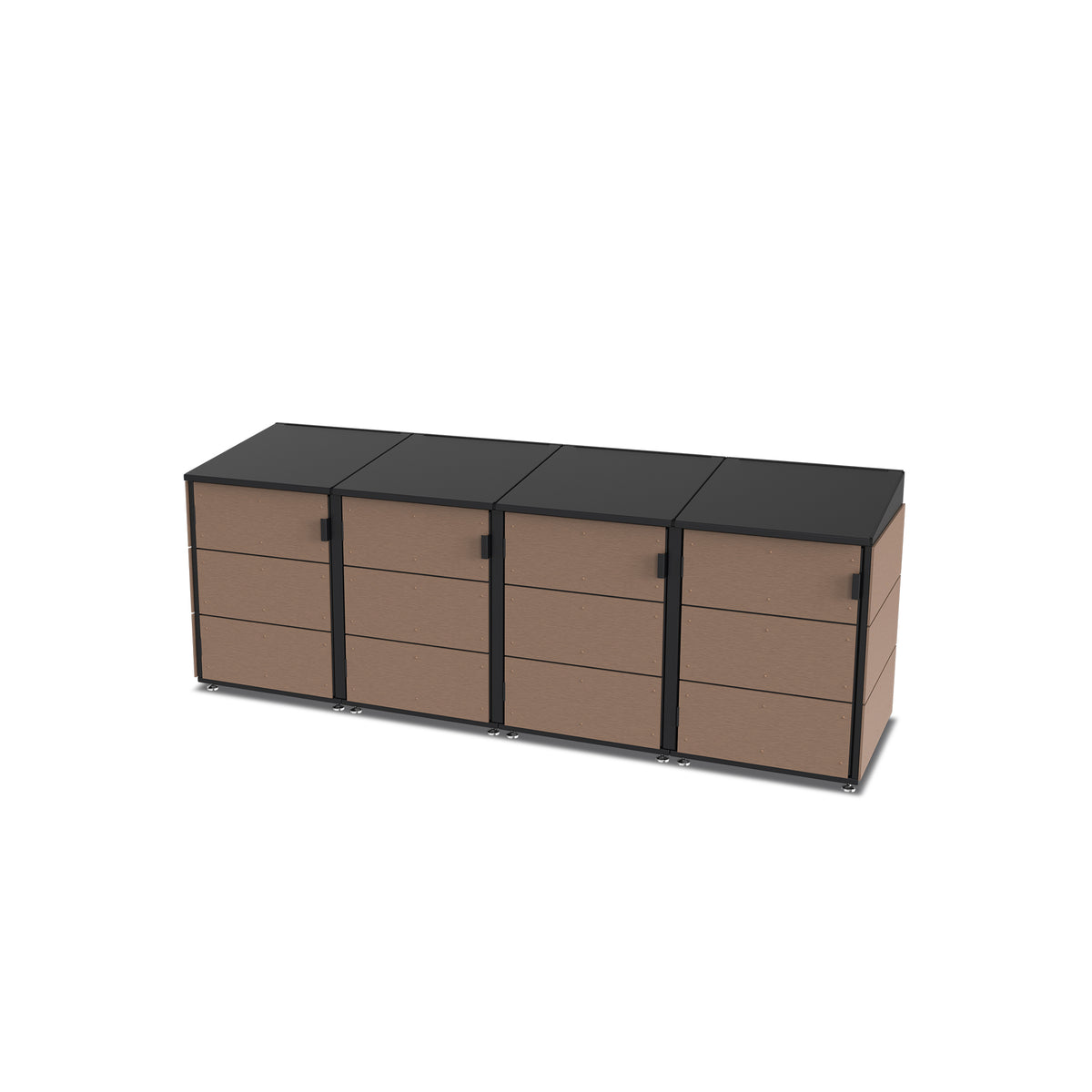 trash enclosure | size=small | modules=4 | color=coffee