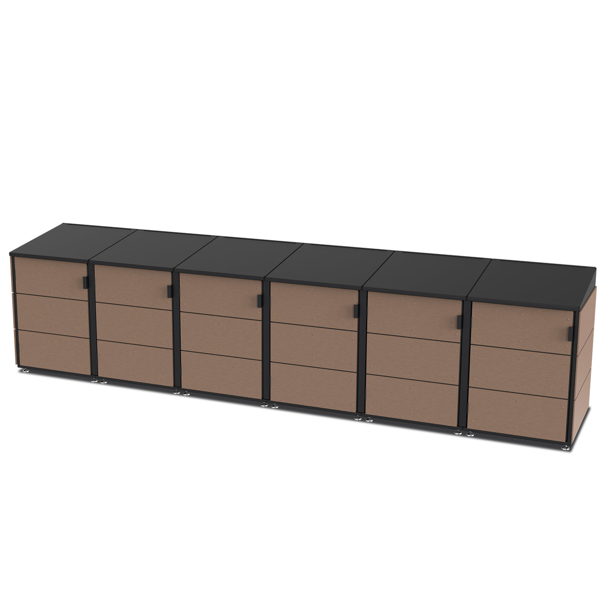 trash enclosure | size=small | modules=6 | color=coffee