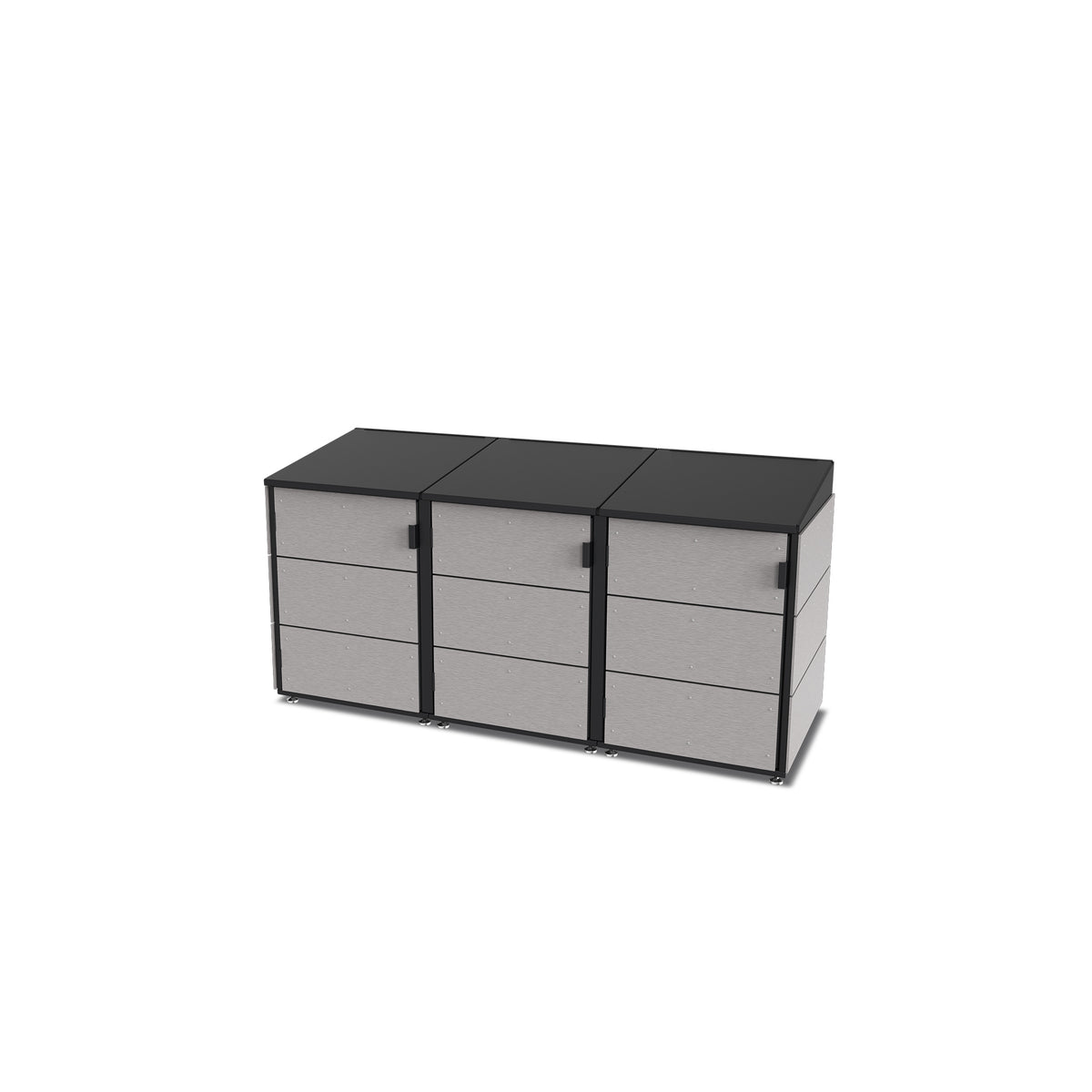 trash enclosure | size=small | modules=3 | color=slate