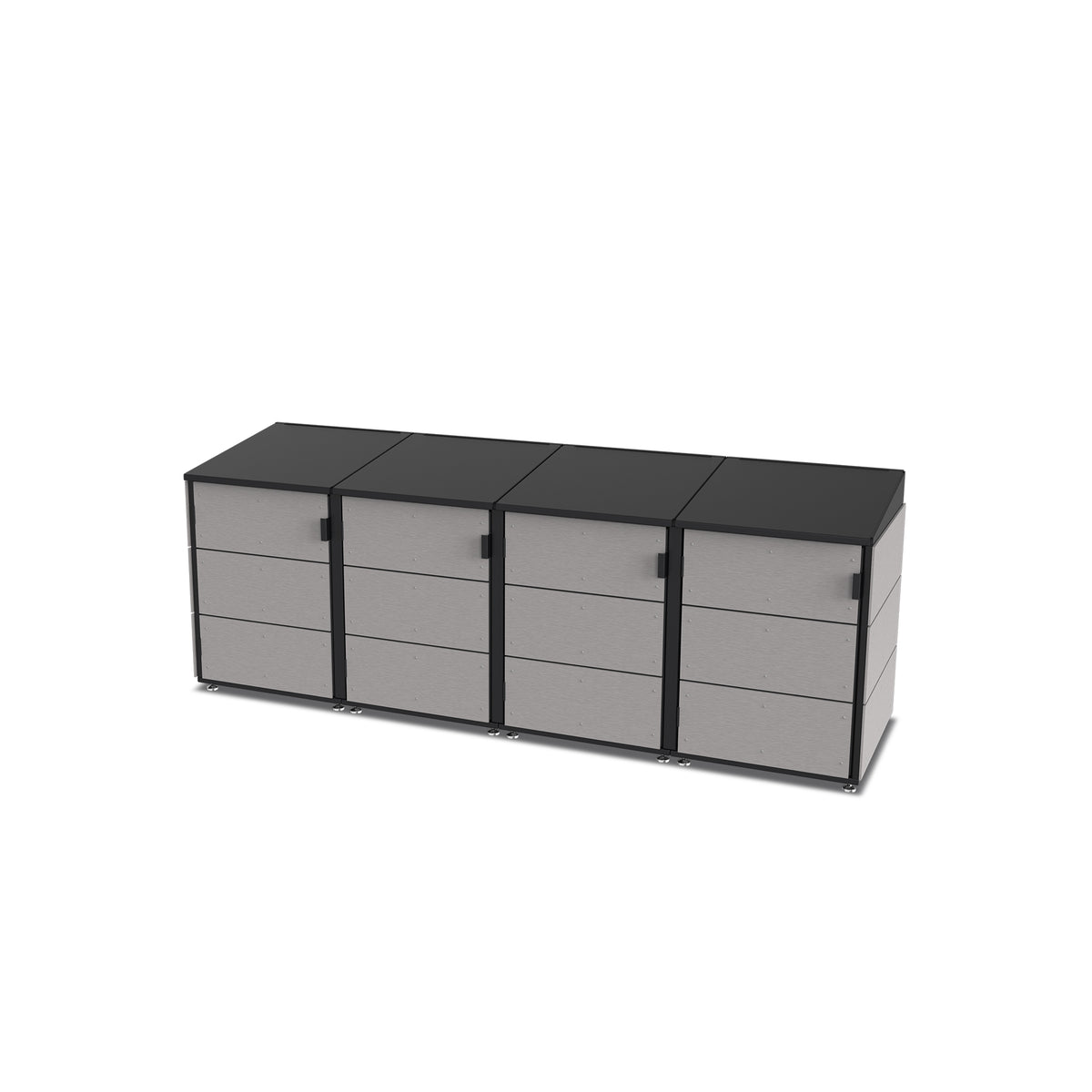 trash enclosure | size=small | modules=4 | color=slate
