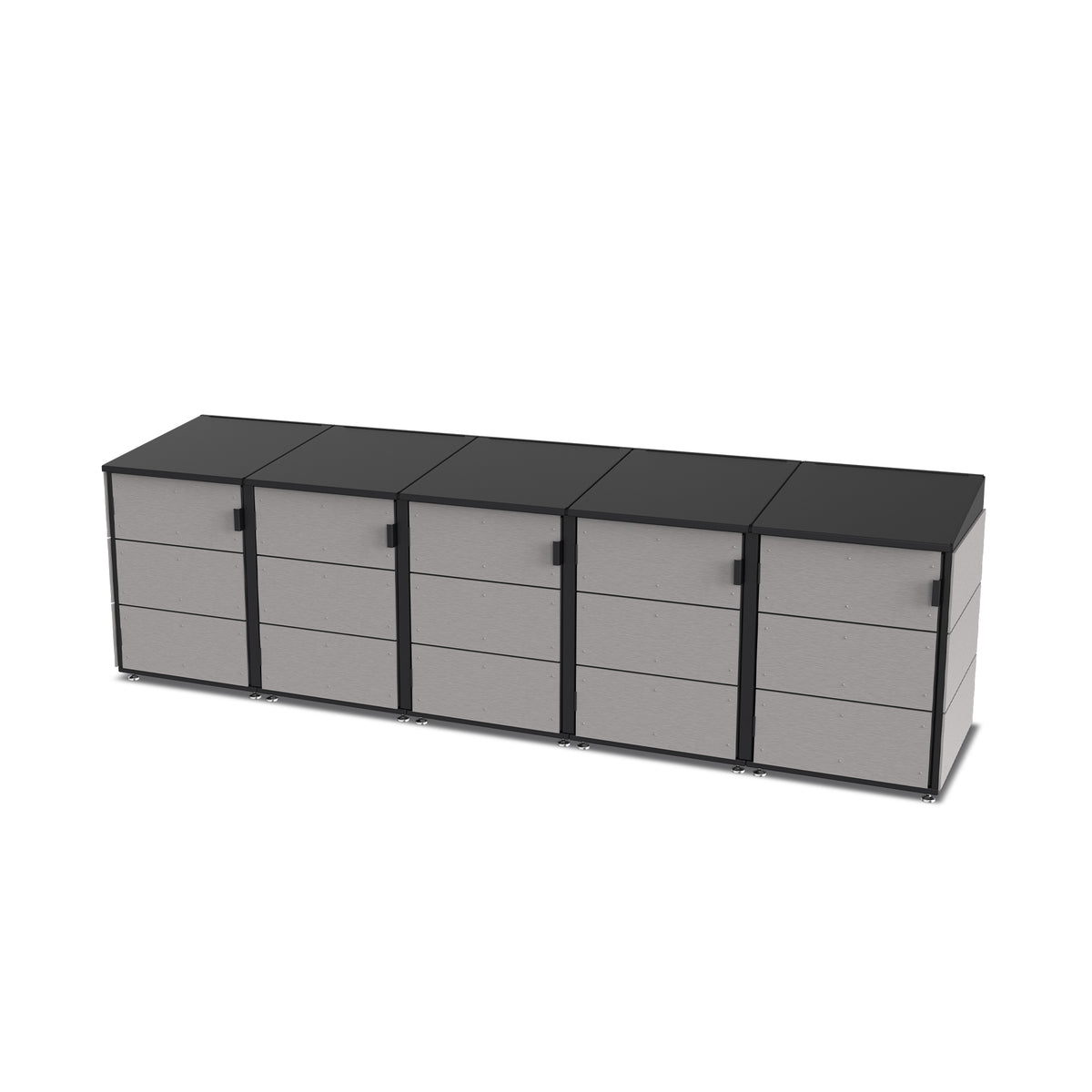 trash enclosure | size=small | modules=5 | color=slate