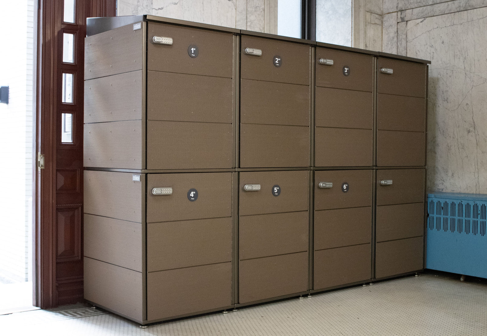 8-Module Double Decker ParcelBin Package Lockers for Multi-Family Building