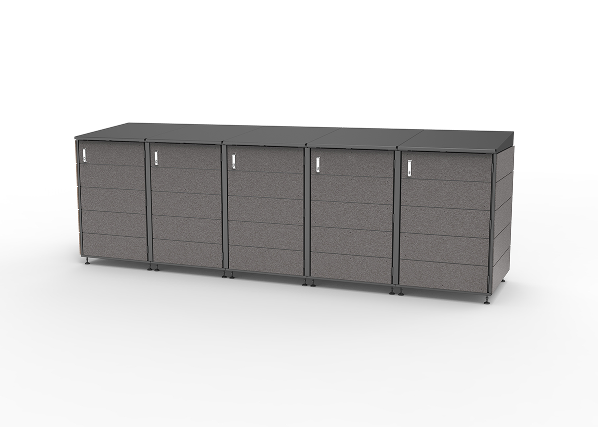 Modern storage shed.