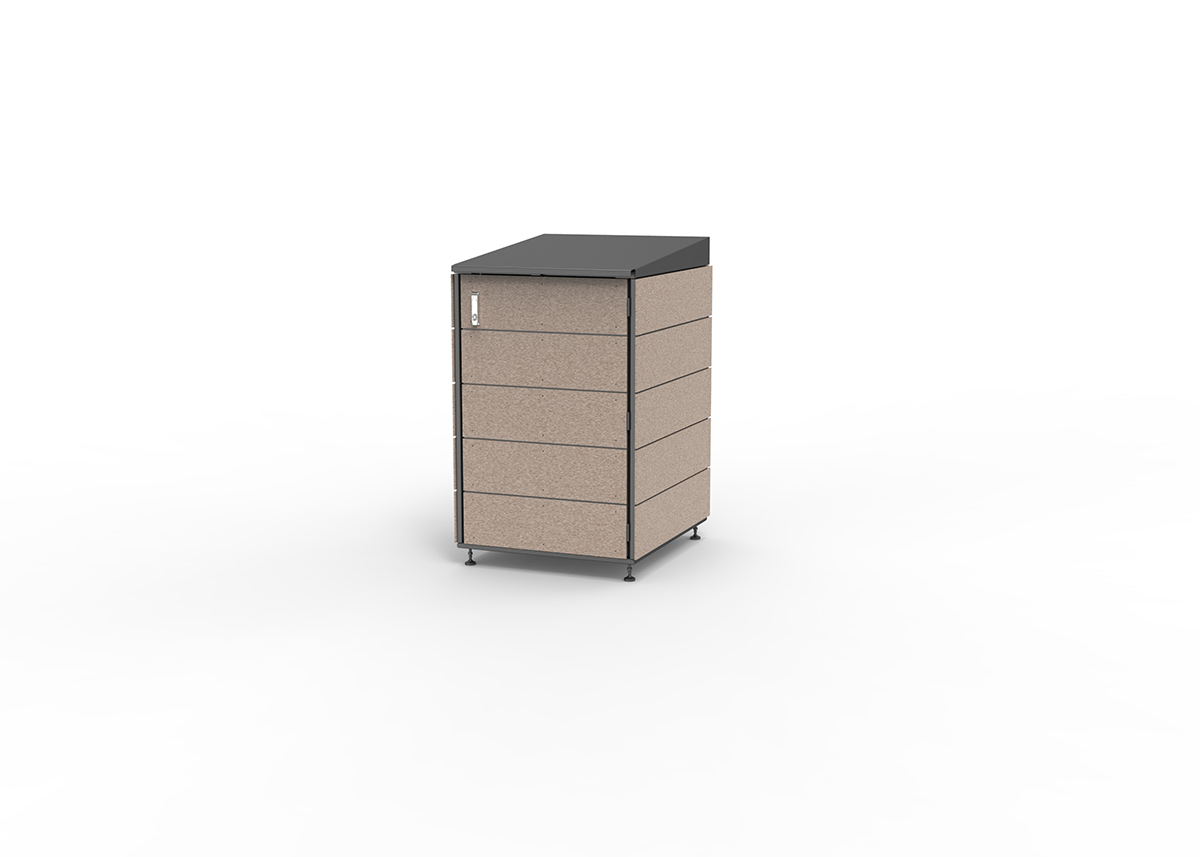 Modern storage shed.