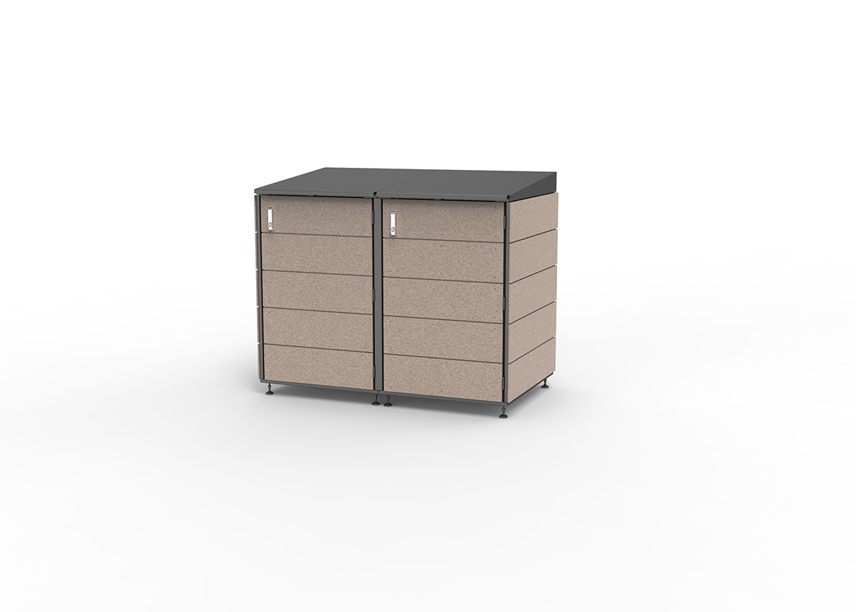 Modern storage shed.