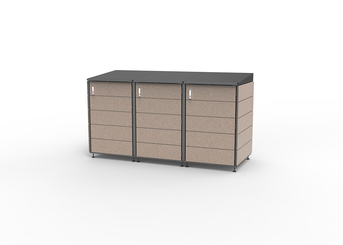 Modern storage shed.