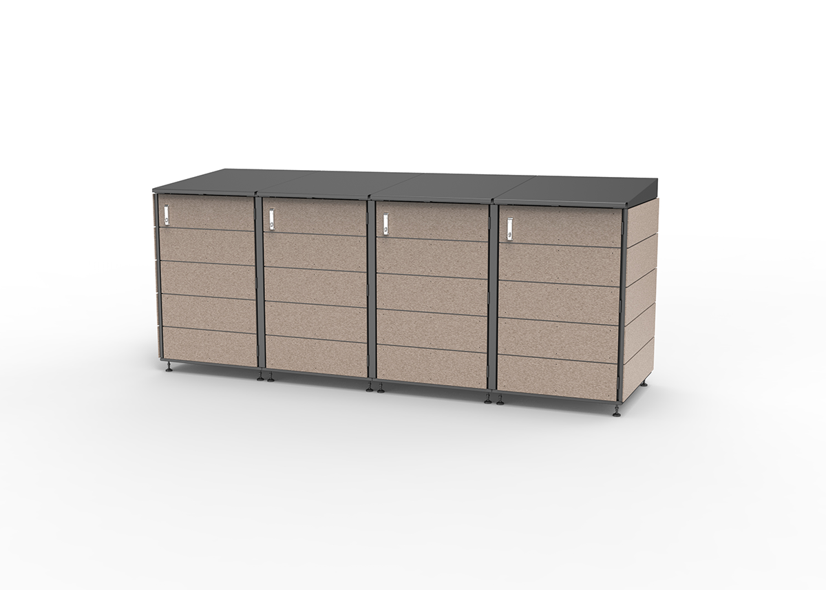Modern storage shed.