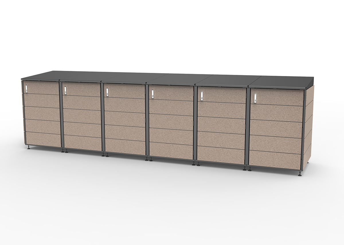 Modern storage shed.