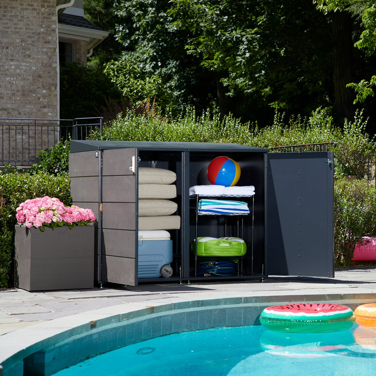Modern storage shed.